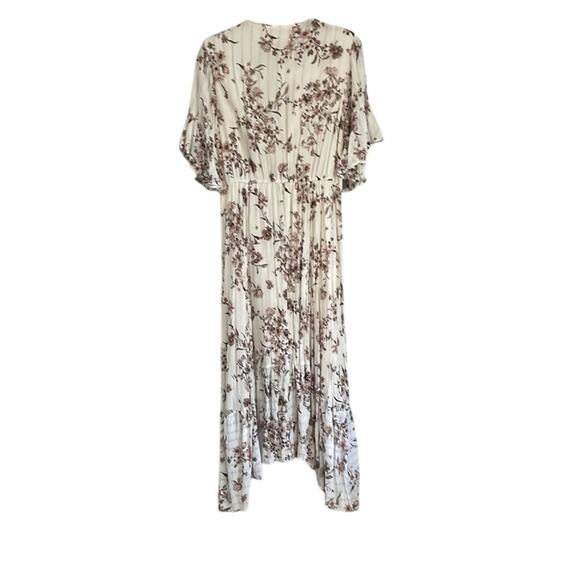 Lovestitch Floral Maxi Dress White Pink Brown Metallic V Neck Size L EUC - Picture 3 of 8